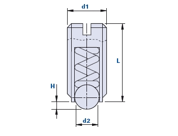 Poussoir fileté inox à bille et ressort