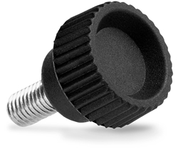 Knurled grip knob with threaded pin