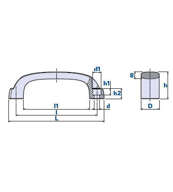 Bridge handle with pass-throught holes for cylindrical-head screws