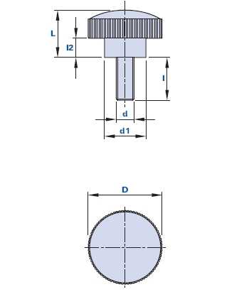 Knurled grip knob with threaded pin