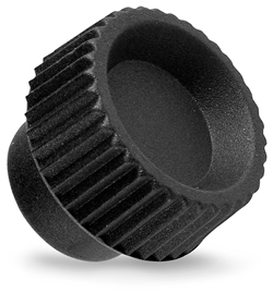 Knurled grip knob with blind threaded bush