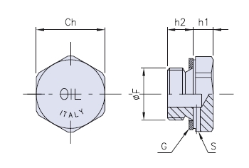 Metal oil filler plug with breather hole