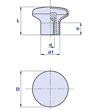 Handle with blind threaded bush