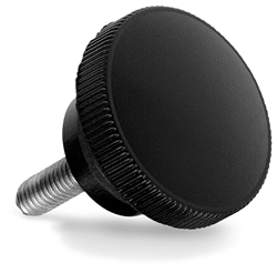 Knurled grip knob with threaded pin