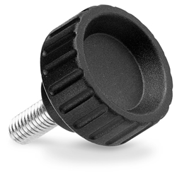 Fluted grip knob with threaded pin