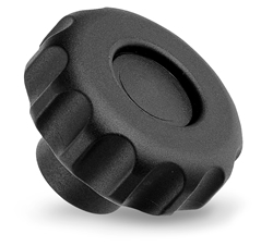 Fluted grip knob with blind threaded bush