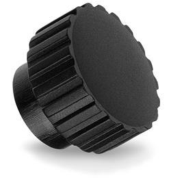 Fluted grip knob with blind threaded bush